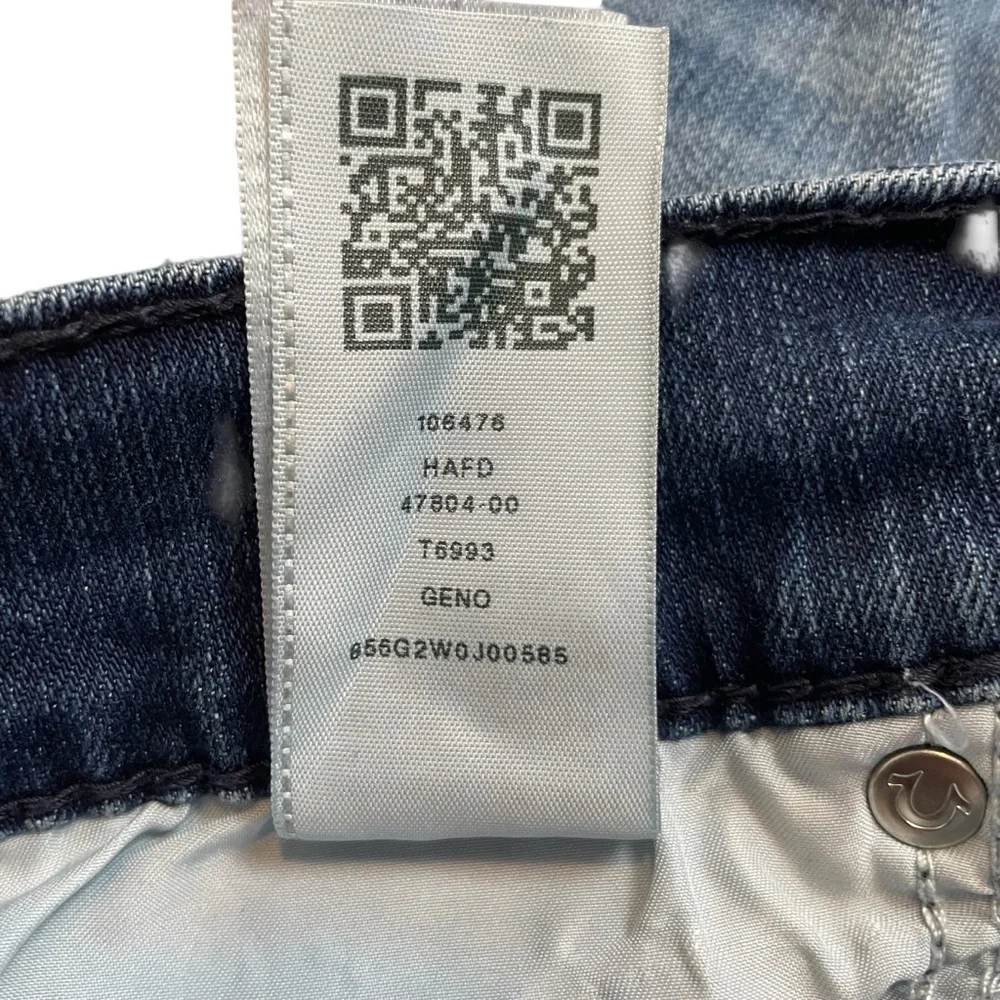 True Religion Jeans Mens 38X33 Blue Denim Geno Relaxed Slim Faded Casual